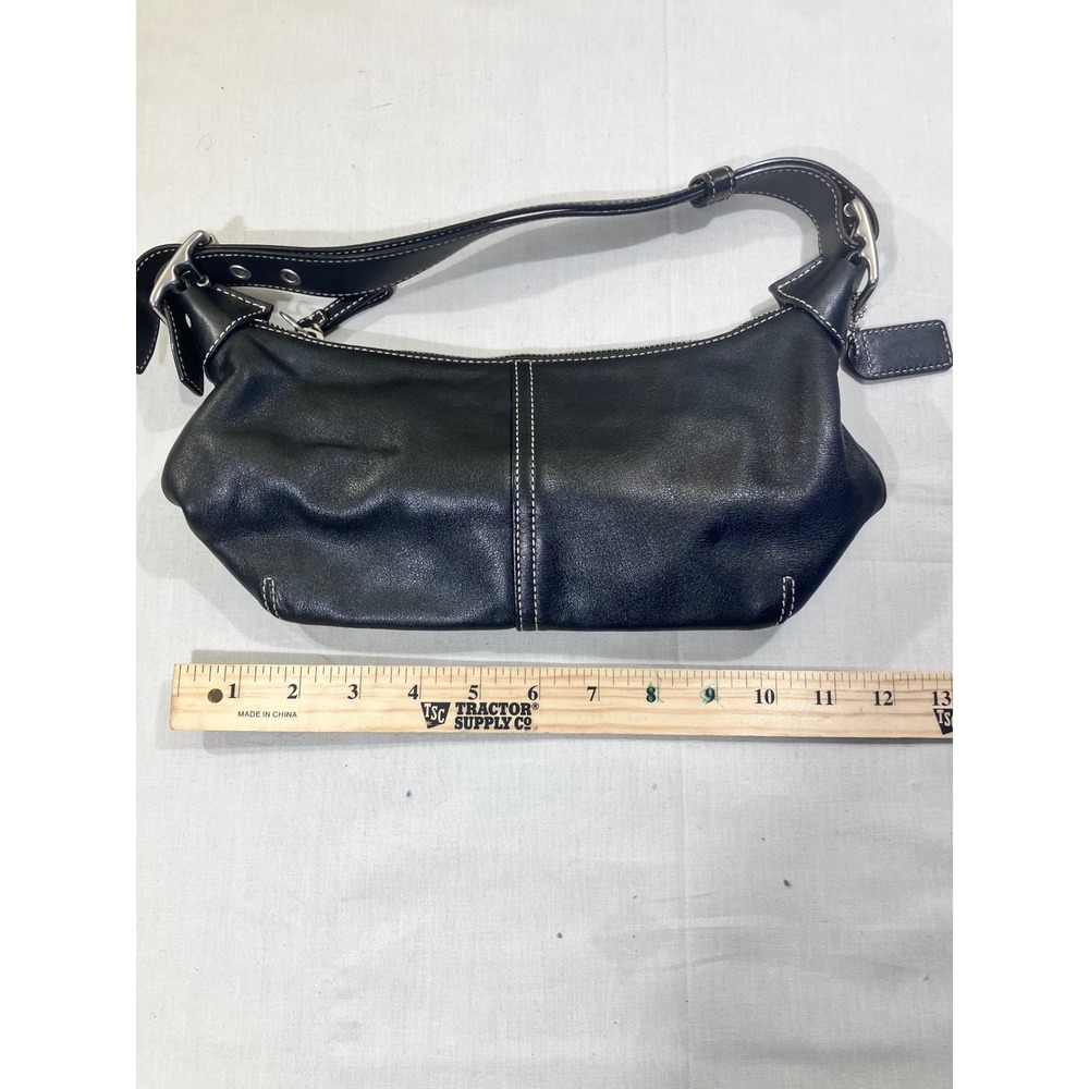 Coach Black‎ Leather Shoulder Baguette Handbag Silver Hardware - Picture 2 of 12